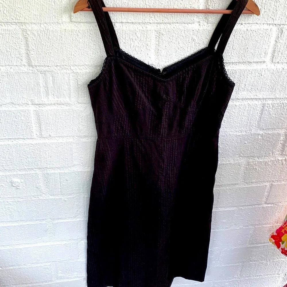 J. Crew Collection Sweetheart Stretch Crochet Cotton Black Dress sz 4